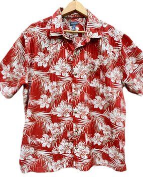 Van Heusen Tropical Palm and Floral Print Camp Shirt Mens XL Resortwear Grandpa